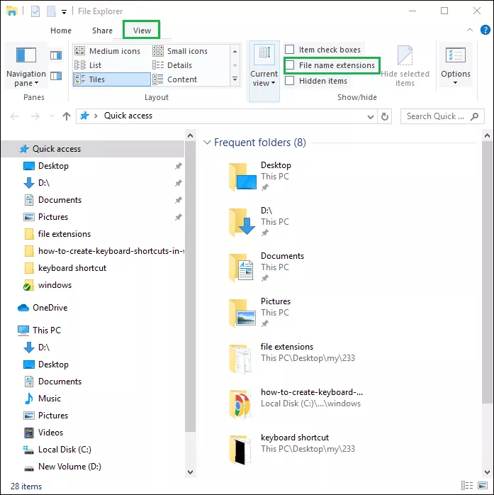 راهنمای دیدن پسوند فایل ها در ویندوز