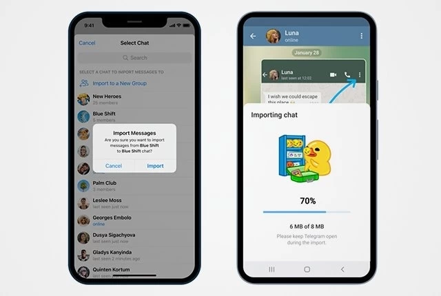 انتقال چت ها از واتساپ به تلگرام